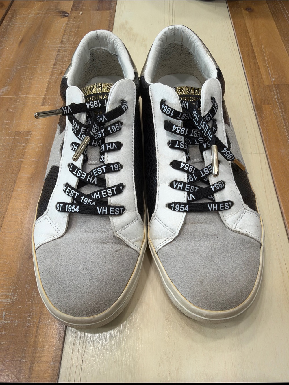Vintage Havana Women's White, Gray & Black Low-Top Sneakers with Branded Laces